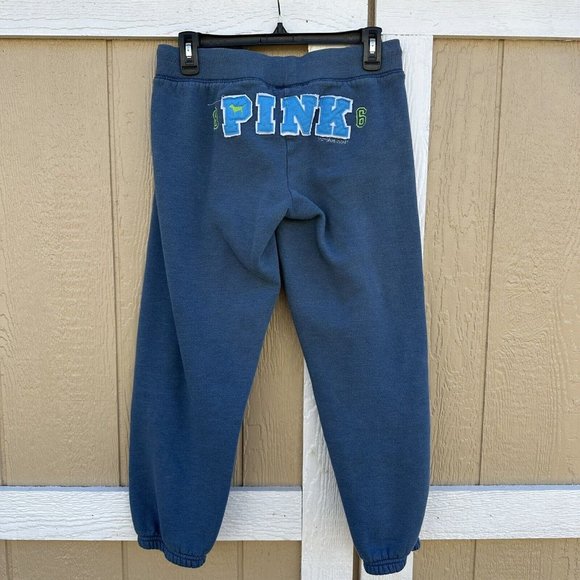 Victoria's Secret PINK Y2K Sweats Spell-Out Booty Pants Sweatpants Size XS Blue - Picture 2 of 5